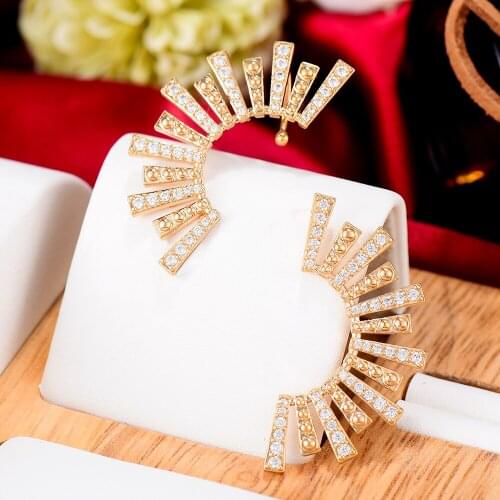 Blachette Brand High Quality Women Irregular Full CZ Stud Earrings For Bridal Engagement Earrings Party Show Best Gift Jewelry