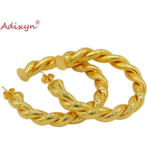 Adixyn TWO COLOR Hoop Earrings for Women Gold Color Earrings india ethiopian african ethnic items N07105