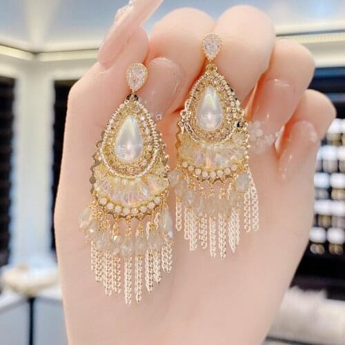 Handmade Pearl Big for Women Dangle Drop Earrings Fashion Party Statement Long Jewelry Hot Wholesales