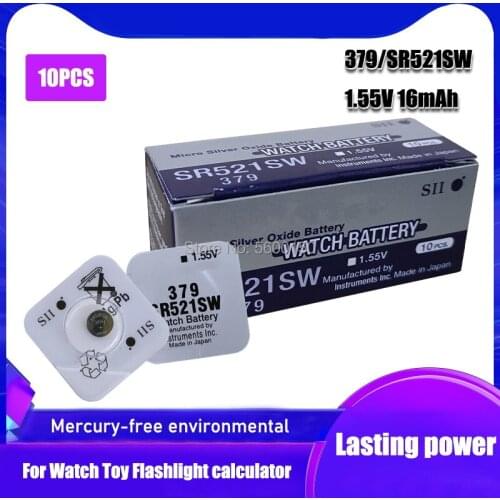 10Pcs/Lot New LONG LASTING FOR SEIZAIKEN 379 SR521SW D379 SR63 V379 AG0 Watch Battery Button Coin Cell 100% Original