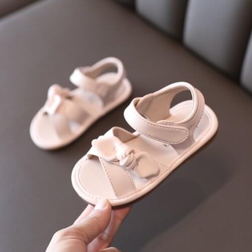 2021 Toddler Princess Fashion Bow Child Beach Shoes Kids Baby PU Leather Flat Sandals For Summer Little Girls 1 2 3 4 5 6 Years