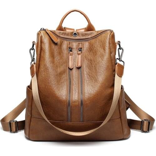 Genuine Leather 2021 Luxury Women Leather Backpacks Back Packs Fashion Shoulder Bag Lady Backpack for Girl Mid Size Bags C1843