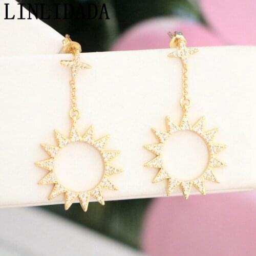 5Pair Fashion Dangle Micro Paved CZ zircon Flower Drop Earrings for Women Bridal Wedding Party Jewelry