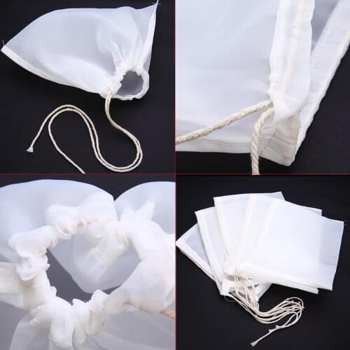 5pcs White Small Drawstring Filter Bag Food Grade Soup Residue Herbal Cooking Filter Bag Tea Mesh Multi DIY Sachets Bag Kitchen