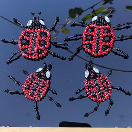 Ladybird animals patches 3D Handmade rhinestone beaded Patches for clothing DIY sew on parches Embroidery applique