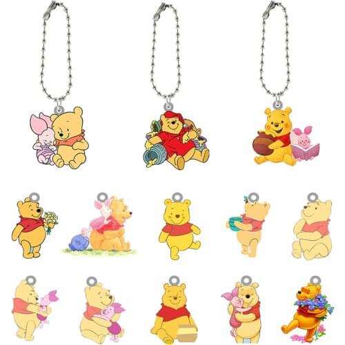 Disney Piglet And Winnie The Pooh Play Shapes Ornaments Wallet Clasp Resin Keychain Pendants Cute And Fun Acrylic Ornaments