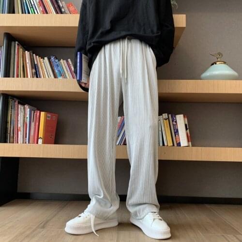 Baggy Corduroy Pants Men Fashion Casual Drawstring Wide-leg Pants Men Streetwear Loose Hip-hop Straight Pants Mens Trousers