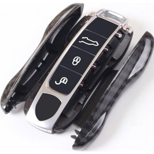 High Quality Car ABS Carbon Fiber Key Case Cover Chain For Porsche Macan 911 Panamera Cayenne 2018 Replacement Accessories