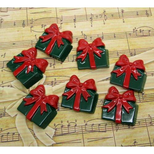 10Pcs Resin Christmas Gift Boxes Decoration Crafts Kawaii Bead Flatback Cabochon Fridge Magnet Scrapbook DIY Accessories Buttons