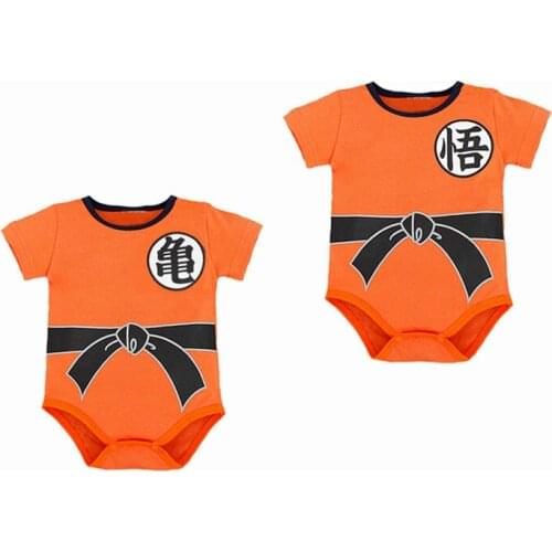 Infant Boy Summer Short Clothes Cotton Soft Short Sleeve One Piece Jumpsuit Chinese Style Wukong Character Printed Orange Romper