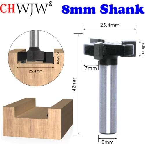 CHWJW 1PC 8mm Shank Flush trim bit Z3 Milling Straight Edge Slotting Milling Cutter Cutting Handle for Wood Woodwork
