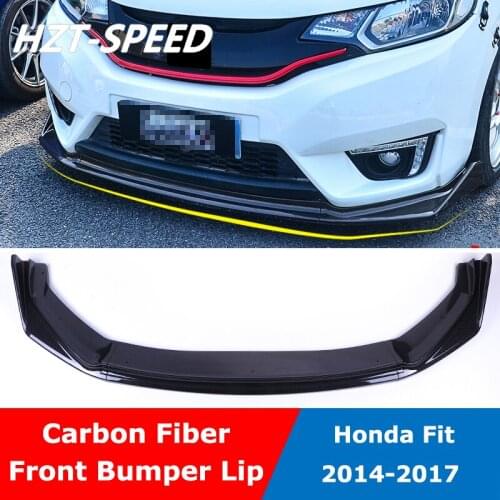 3 Piece Dedicated ABS/Carbon Fiber Front Bumper Lip for Honda FIT Car External Modification 2014-2018