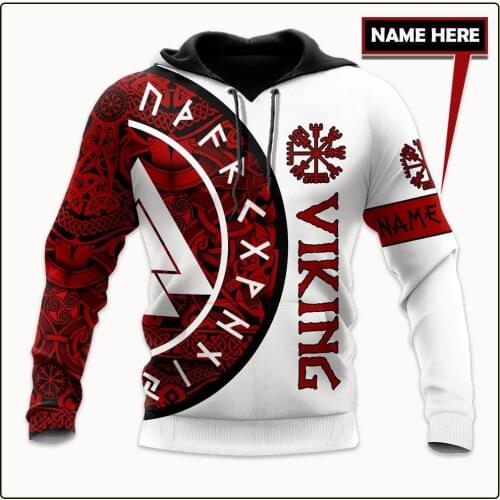 Customized Name Viking 3D Printed Autumn Men Hoodies Unisex Casual Pullover Zip Hoodie Streetwear sudadera hombre DW0538