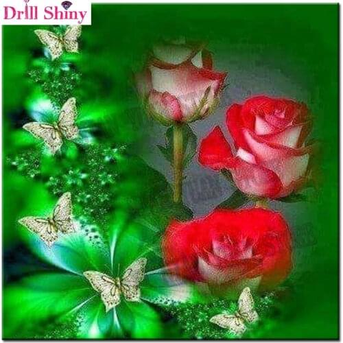 New 5d DIY Painting Crystal Diamond Painting square Rose& Butterflies Cross Stitch Pattern mosaic Diamond Embroidery Decor Craft