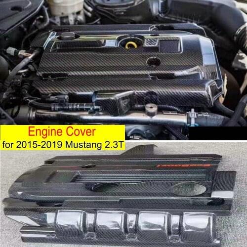 Real Carbon Fiber engine cover cap Bonnet Decorative Car Front Bumper Hood Cover for Ford Mustang 2.3 T 2015-2019 bodykit hood