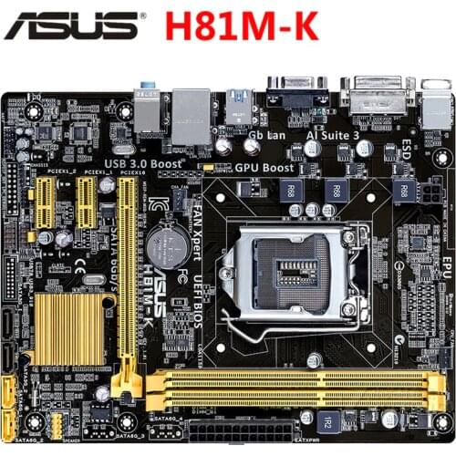 ASUS H81M-K Motherboard Micro ATX H81M-K LGA 1150 Systemboard H81M DDR3 For Intel H81 16GB Desktop Mainboard USB 3.0 H81MK Used