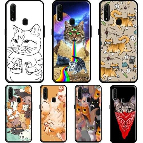 Cute Kitten Cats Cartoon For OPPO A5 A9 2020 A31 A53 A52 A72 F7 Reno 2 Z Find X3 Pro A3S A15 A83 A91 A93 Phone Case