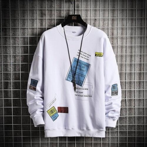Fashion Brand Man Hoodies 2021 Black White Print Spring Autumn Hip Hop Loose Casual Mens Sweatshirts Punk Streetwear Clothes