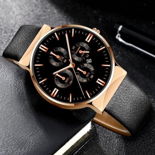 Men Leather Belt Business Watch Men Luxury Sport Quartz Wrist Watches Quartz Calendar Clock Montre Homme Relogio Masculino