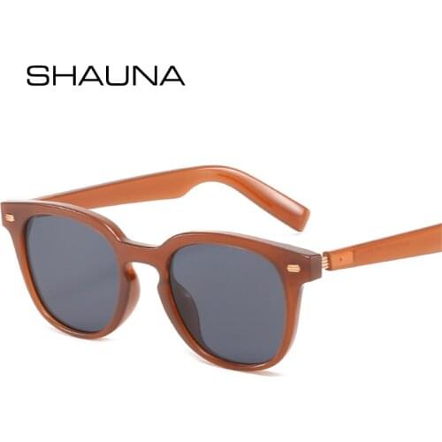 SHAUNA Ins Popular Fashion Round Women Sunglasses Retro Rivets Decoration Eyewear Men Jelly Color Sun Glasses Shades UV400