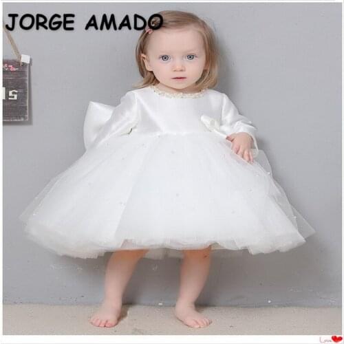 2021 New Spring Teenager Girls Dress White Long Tutu Back Bow Princess Dress Piano Performance Flowers Girl for Weddings E0001