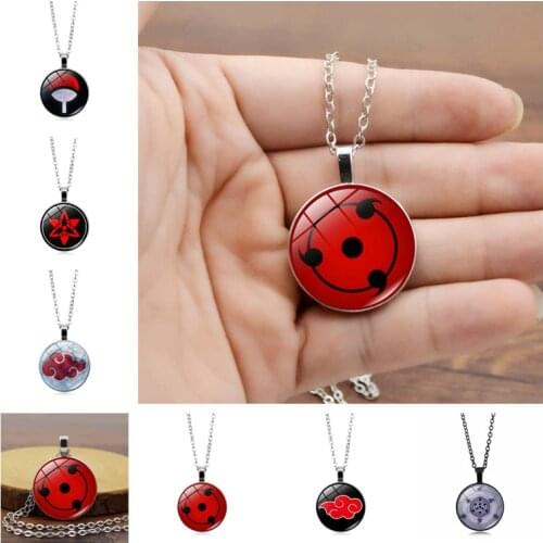 New Anime Konoha Hatake Kakashi Sharingan Cosplay Prop Necklace Ninja Uchiha Red Cloud Symbol Metal Pendant Bracelet Accessories