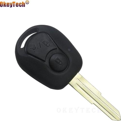 OkeyTech 2 Button Auto Key Blank Shell Fob for Ssangyong Actyon Sport Kyron Rexton with Uncut Blade Remote Key Shell Replacement