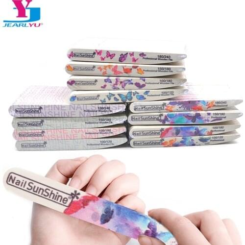 100 Pcs White Sandpaper Wooden File 100/180/240 Sanding Buffer Block Emery Board Nail File UV Gel Polishing Grinding Nail Files
