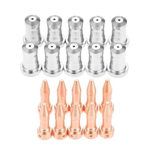 20Pcs Plasma 80A Cutting Torches Nozzle 33418 With Electrodes 33366XL For PT-23 PT-27 Plasma Cutting Torch Consumable