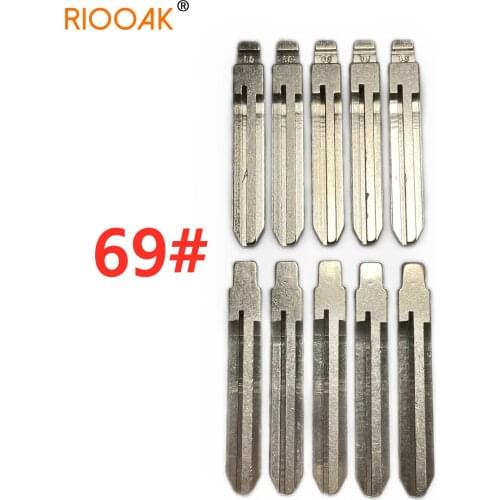 RIOOAK 10 pcs/lot #69 Metal Blank Uncut Flip KD VVDI Remote Key Blade Auto Replacement Parts Interior Accessories