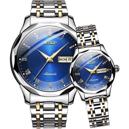 AESOP Top Luxury Japan Automatic Mechanical Lovers Wrist Watches Men Women Steel Date Saat Reloj Mujer Hombre Couple Watch Clock