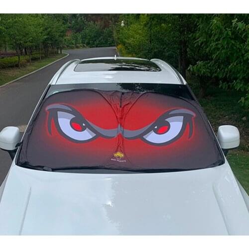 Cartoon mischievous expression Foldable Car Windshield Visor Cover Front Block Window Sun Shade Windshield Sunshades 130×70cm