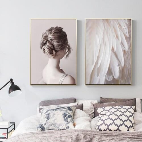 Modern white wings beauty canvas painting posters and print wall art picture for living room bedroom aisle studio nordic decor