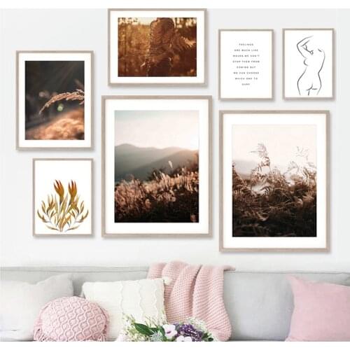 Reed Dandelion Women Grass Mountain Quote Wall Art Canvas Painting Nordic Posters And Prints Wall Pictures For Living Room Decor