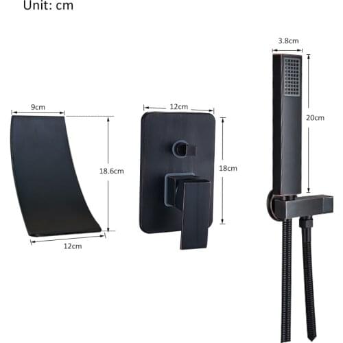 Vidric Vidric Black Chrome Waterfall Bathtub Shower Faucet Wall Mount Hot Cold Water Mixer Bath Shower Faucet Tap Robinet Baigno