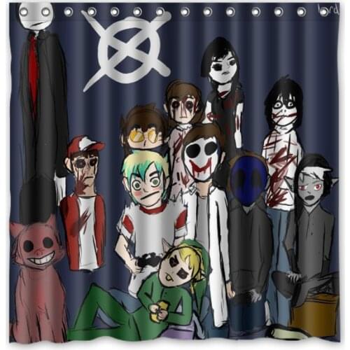 72"x72" Waterproof Shower Curtain Bathroom Curtain Creepypasta Family Eco-Friendly Bath Curtains Welcome Custom