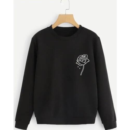 ZBBRDD FLOWER Letter Cotton Women Sweatshirts Streetwear Full Long Sleeve Shirt Funny Pullovers Graphic Clothing Drop shipping