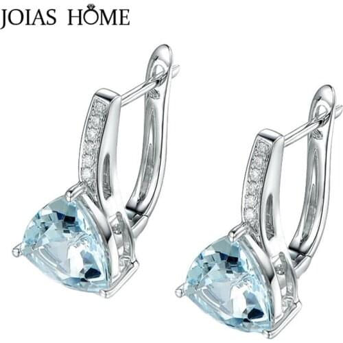 JoiasHome Women Sapphire Gemstones Stud Earrings 925 Sterling Silver Women Fine Jewelry Wedding Party Gift Wholesale