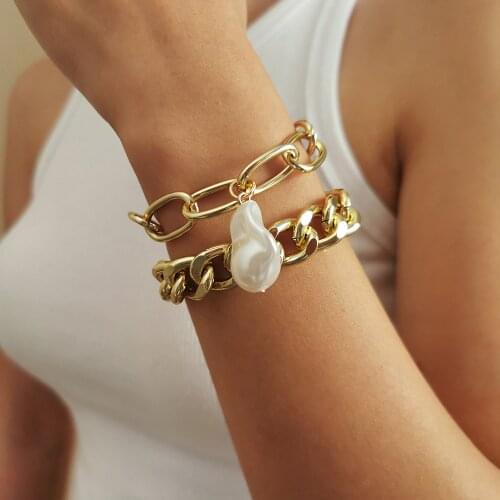 European and American Bohemian Pearl Bracelets Set for Women Fashion Multilayer Beaded Chain Bracelet Bangles Charm Jewelry Punk