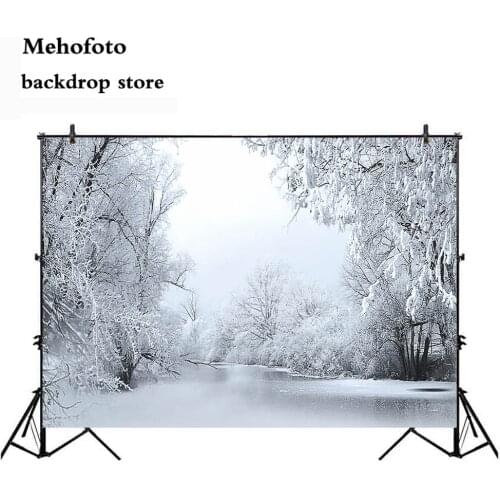 Mehofoto Winter Photography Backdrops Snow White Photo Background Studio Forest Tree Christmas Backdrop Theme Decoration 958