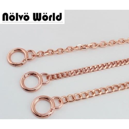 1 piece 110-130cm Rose gold lacquer Chain,Double ring spring gate rings,Bags Purses Strap Replacement New Chain Handle