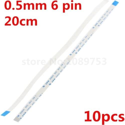 10pcs 0.5mm Pitch 6Pin 200mm Reverse Direction Flexible Flat Ribbon Cable FPC FFC Connect Cable