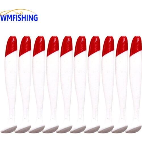 10PC Soft Lures 55/63/70/90mm T Tail Jigging Fishing Lures Wobblers Tackle Red Head Bass Pike Aritificial Silicone Swimbait