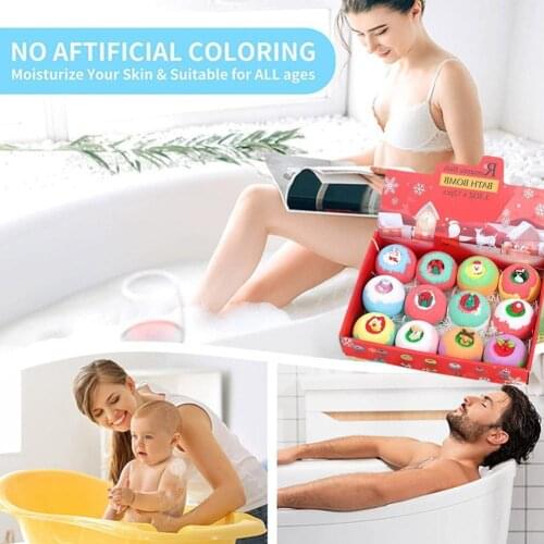 12Pcs/Set Christmas Theme Natural Spa Essential Oil Bath Bombs Ball Bubble Bath Foot Ball Gift For Women Girlfriend Mon