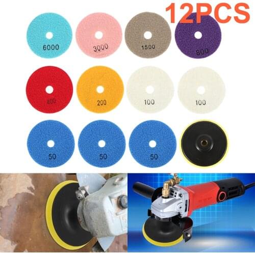 12 Pcs/Set Dry Diamond Polishing Pads 4 inch Sharp Type Flexible Diamond Polishing Pad For Granite Marble Stone Sanding Disc H3