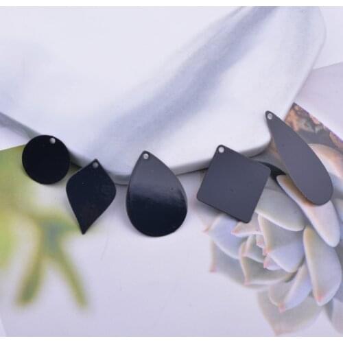 12pcs Small Round Charms Black Square Shape Pendant laser Cut Brass Jewelry DIY Earring