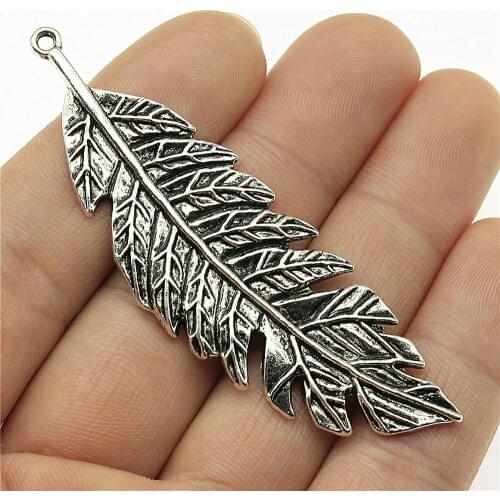2pcs 71x22mm 2 Colors Antique Silver Color Antique Bronze Plated Big Leaf Pendant Vintage Leaf Charm Pendants Leaf Charm