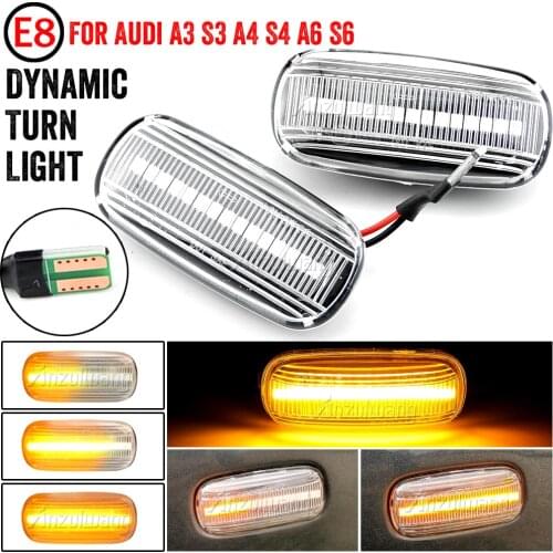 2Pcs Dynamic Turn Signal LED Side Marker Mirror Light Flashing Indicator For Audi A3 S3 8P A4 S4 RS4 B6 B7 B8 A6 S6 RS6 C5 C7
