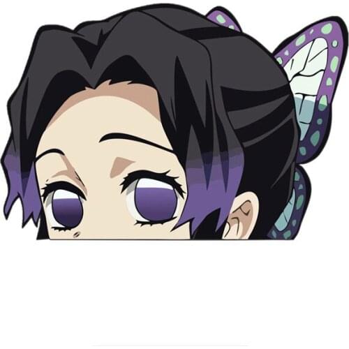 3d Anime Demon Slayer Shinobu Kocho Peeking Sticker Decal On Car Wall Stickers Bedroom Guitar Laptop 10Ccm*15cm