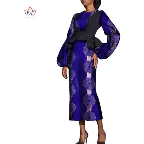Bintarealwax African Dress for Women Africa Bazin Riche Puff Sleeve Ankara Dress Plus Size Dresses for Women 4xl 5xl 6xl WY8863